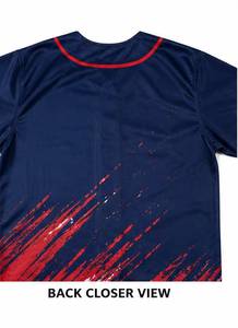 Camiseta de Béisbol Unisex Azul Marino de Manga Larga con Ribete Rojo y Blanco, Estampado Sublimado, Absorbente de Humedad, Spandex/Algodón/Bambú 3D - Product Image 5