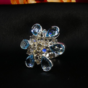 Wedding Wear 925 Sterling Silver Silver Plated Jewelry Blue Topaz Gemstone Women Wear Classic <b>Couple</b> <b>Ring</b> - Product Image 2