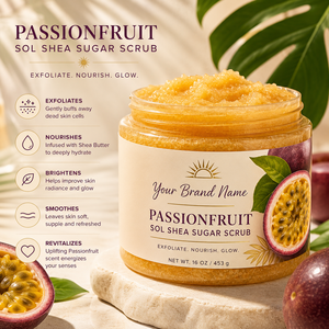 Gommage corporel au sucre de karité et à la passion fruit avec cristaux de sucre naturels, hydratant et exfoliant, formule de soin de qualité spa - Product Image 3