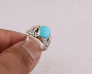 Wholesale Natural <b>Turquoise</b> <b>Ring</b> 925 Sterling Silver Vintage Statement <b>Rings</b> Semi Precious Gemstone Jewelry for Women 2026 Trend - Product Image 2