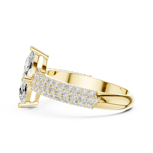 Marquise Cut Lab Grown Diamond <b>Ring</b> Gold Plated Bridal Wedding Band Micro Pave Luxury Jewelry for Women - Product Image 2
