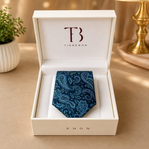 Corbata Premium Azul Verde con Diseño Paisley para Hombre |   Corbata de Diseño Tejida para Eventos Formales, Bodas y Fiestas Empresariales |   Estilo de Ropa de Regalo de Lujo - Product Image 3