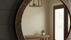 Hammered Handmade Wooden Round Crystal Glass Wall <b>Mirror</b> REHMAN <b>CRAFT</b> - Product Image 6