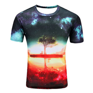 เสื้อยืดคอกลมผู้ชายแบบซับลิเมชั่น ผ้าฝ้าย 100% น้ำหนักเบา ลายกาแล็กซี่ แห้งเร็ว ระบายอากาศได้ดี เหมาะสำหรับเล่นกีฬา รับผลิตแบบ OEM ODM จากโรงงาน - Product Image 1