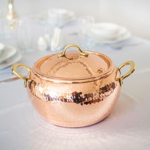 Elegant Handmade <b>Copper</b> Serving Casserole with Lid Brass Grip Handles Classic Kitchen Cookware for Dining <b>Table</b> Home and Hotels - Product Image 2