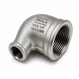 Reductor de Codo de Acero Inoxidable de Precisión 15x6mm, Adaptador de Tubería Roscado de 1/2 x 1/4 Pulgadas para Procesos Químicos, Sistema de Flujo Industrial - Product Image 1