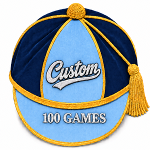 Gorra de Graduación de Terciopelo Personalizada con Borla Azul y Dorada Bordada en 3D, Gorras de Honor Ajustables Unisex, Gorra Académica, 100 Gorras de Honor - Product Image 1