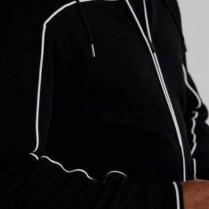 Ensemble sweat à capuche zippé et short pour homme, design unique, couleur noire contrastante, qualité supérieure - Product Image 6