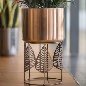 Jardinière en métal élégante, pot de fleurs décoratif pour plantes d'intérieur, conteneur pour fleurs, décoration pour salon, maison, jardin, balcon - Product Image 1