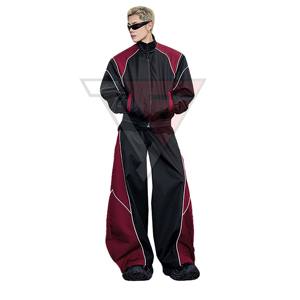 Conjunto de Pantalones y Chaqueta Cortavientos Personalizados ODM para Hombre, Traje Deportivo Reflectante con Cierre, 2 Piezas, Conjunto de Pantalones Cortavientos de Nailon - Product Image 1