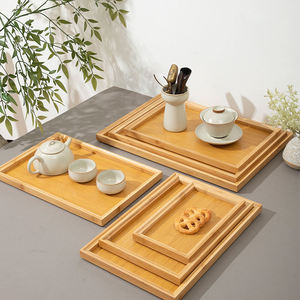 <b>Bamboo</b> Rectangular Serving Tray Set Minimalist Design Durable Tea <b>Table</b> Mat Party Home Use - Product Image 3