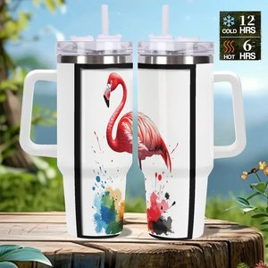 Stainless Steel Tumbler 40oz <b>Insulated</b> Travel Mug With Flamingo Design For Outdoor Use - Product Image 2