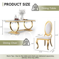 Table à manger moderne de luxe en métal blanc, 8 pièces, vente en gros - Mobilier durable et écologique pour villa, appartement, école