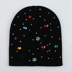 Custom Acrylic Mohair Knitted <b>Winter</b> Beanie <b>Cap</b> Manufacturer <b>for</b> <b>Men</b> Rhinestone Beanie with Custom logo 2026 - Product Image 5