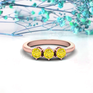 Productos de Moda para Vender: Anillo de Compromiso de Oro Rosa Fino de 14k con Zafiro Amarillo Natural de 0.75 Ct Engastado en Puntas, Lote a Granel - Product Image 6