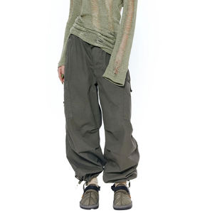 Pantalones Cargo Color Caqui para Mujer, Cintura Alta, Corte Holgado, Pierna Ancha, Bolsillos, Color y Logotipo Personalizables, Casuales, Transpirables y Elásticos - Product Image 6