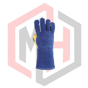 Blue Leather Stitched Working Gloves Lining Full Safety Anti-static <b>Fire</b> Fighting Flexible Breathable Tear-Resistant - Product Image 3