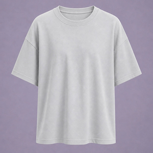 T-shirt ample personnalisé pour femme en coton délavé, col rond, avec patchs imprimés, respirant, tendance, vente en gros - Product Image 1