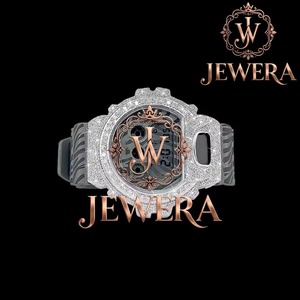 Export Quality Luxury Moissanite Diamond Black <b>Rubber</b> Strap <b>Watch</b> for Daily Wear Parties and Street Fashion Available for Sale - Product Image 1