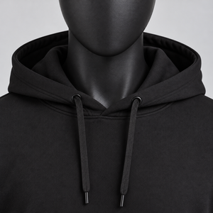 Sweat-shirt à capuche uni noir pour homme avec poche kangourou et cordon de serrage - Product Image 5