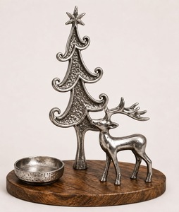ที่วางเทียนรูปต้นคริสต์มาสและกวาง ฐานไม้ ตกแต่งบ้าน - Product Image 3
