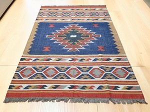 Handmade Kilim Area <b>Rug</b> Geometric Pattern Flatweave Wool Acrylic Rectangle Living Room <b>Boho</b> Tribal Style Jute Backing - Product Image 4