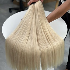 ผมตรงสีบลอนด์ประกายเทาแบบเป็นมัด สีพีอาโน ดับเบิ้ลดรอว์น ผมเวอร์จินแท้จากเวียดนาม สำหรับถักเปีย ขายส่ง - Product Image 3