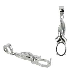 Ethnic Decorated 6x8MM 925 Sterling Silver Plain <b>Pendant</b> Oval Shape Prong Setting Mounting Including <b>Bail</b> Fine Jewelry for Women - Product Image 3