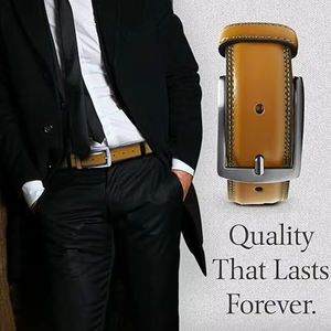 Cinturones de Cuero de Diseño Nuevo al por Mayor, Cinturones de Cuero Genuino de Lujo de Pakistán, Cinturón de Cuero Vacuno con Hebilla para Hombre - Product Image 5