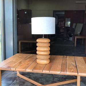 Teak Wood Table Lamp with Fabric Shade Modern Bedside Desk Living Room Bedroom <b>Decorative</b> <b>Lighting</b> for Home Hotel Villa Resort - Product Image 1