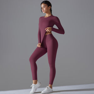 Conjunto de 2 piezas de sujetador deportivo y leggings reversibles para mujer, sexy, hermoso, con espalda descubierta, personalizado, transpirable, antibacteriano, de color liso. - Product Image 3