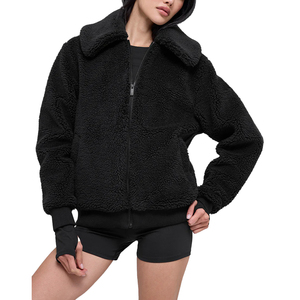 <b>Top</b> Premium Women's Sherpa Jacket Oversized Soft cozy Fleece Zip Up Winter <b>Coat</b> Plush Streetwear Outerwear Custom private label - Product Image 1