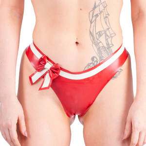 Culotte de bikini rouge en nylon pour femme, taille basse, avec nœud décoratif, couleur unie, style sexy - Product Image 6
