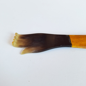 Handcrafted Indonesian Natural Buffalo Horn <b>Back</b> <b>Scratcher</b> Long <b>Wooden</b> Handle Self Massager Body Itch Relief Tool Wellness - Product Image 2