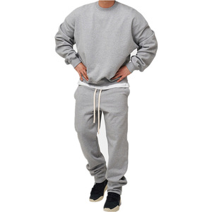 Ensemble de survêtement léger pour homme en coton gris 100 %, grande taille, sweat à capuche et pantalon long, couleur unie, coupe décontractée - Product Image 4