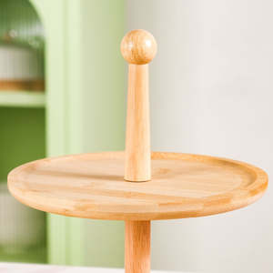Soporte de madera de dos niveles para pasteles, ecológico, expositor de postres para fiestas, bodas, panaderías y cafeterías - Product Image 3