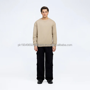 350gsm hommes coton col rond sweats à capuche coupe régulière pulls décontractés automne pull haut hiver polaire doublé pull sweat - Product Image 4