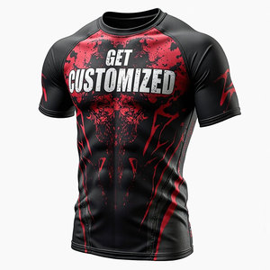 <b>Men's</b> Black Red Skull Pattern Long Sleeve <b>Compression</b> <b>Shirt</b> O-Neck Quick Dry Sporty Style Sublimation Print - Product Image 5