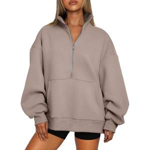 Moda 2024 Otoño/Invierno moda reina mujer media cremallera suéter de gran tamaño sudaderas Casual manga larga estilo diario tamaño 4XL - Product Image 2