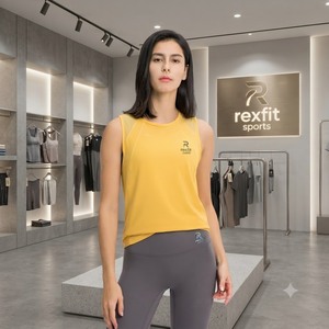 REXFITSPORTS 2026 Camiseta Deportiva sin Mangas Personalizada para Mujer, Camiseta de Yoga y Fitness, Fabricante de Ropa Deportiva de Marca Privada - Product Image 1
