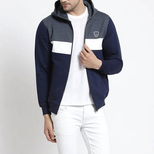 Veste zippée à capuche en molleton de coton multicolore de qualité supérieure pour hommes, veste zippée douce avec broderie 3D, manteau d'hiver teint en plaine - Product Image 2