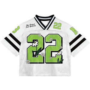 Camiseta de fútbol americano personalizada, estilo streetwear retro, holgada, de manga corta, unisex, con malla, estilo jersey. - Product Image 1