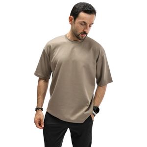 Taupe <b>Men</b> <b>Oversized</b> T <b>Shirt</b> Short Sleeve Crew Neck Loose Fit Plain Casual Relaxed Summer <b>Gym</b> Training Basic Sportswear Tee Top - Product Image 1