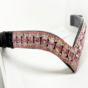 สายรัดคิ้วสำหรับแข่งม้าขี่ม้าออกแบบด้วยคริสตัลสีชมพู - Product Image 2