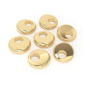 Cuentas espaciadoras de disco cónico robusto de oro amarillo macizo de 18K, 4mm, 5 piezas, componente para fabricación de joyas - Product Image 3