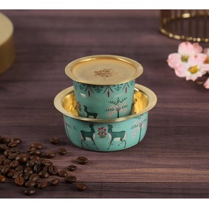 Beautiful Coloured Handmade Dabara Set Traditional Brass <b>Cup</b> and <b>Saucer</b> Elegant Tea Coffee Kitchenware At Wholesale Price - Product Image 2