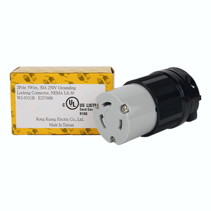 Prise industrielle Hubbell compatible WJ-9331B NEMA L6-30 250V 30A à verrouillage rotatif, certifiée CUL REACH pour l'alimentation de secours des centres de données - Product Image 5