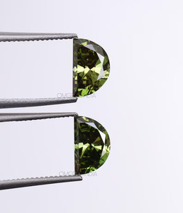 เพชรเขียว 3.0 กะรัต, เพชรทรงพระจันทร์เสี้ยวคู่, เพชรหลวมสีแฟนซีเพาะเลี้ยงในห้องปฏิบัติการสำหรับต่างหู, แหวนวันครบรอบ, แหวนแต่งงาน - Product Image 1