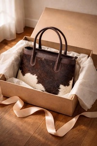 Bolso tote de cuero con pelo auténtico hecho a mano, bolso de hombro de cuero genuino, bolso de viaje vintage de gran capacidad - Product Image 2