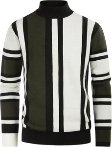Pull en laine/acrylique respirant pour homme, à manches longues, coupe classique, noir, blanc, vert, pour l'hiver - Product Image 3